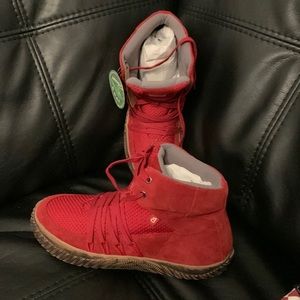Hybrid Green Label red suede high tops size 12